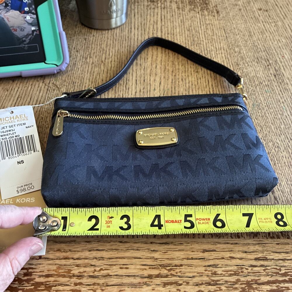 Michael Kors Clutch Large Wristlet New With Tags And Care Card Insert Navy Blue